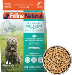 Feline Natural New Zealand Beef & Hoki Feast Grain-Free Freeze-Dried Cat Food, 11-oz bag