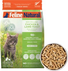 Feline Natural New Zealand Chicken & Lamb Feast Grain-Free Freeze-Dried Cat Food, 11-oz bag