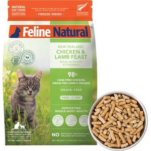 Feline Natural New Zealand Chicken & Lamb Feast Grain-Free Freeze-Dried Cat Food, 11-oz bag