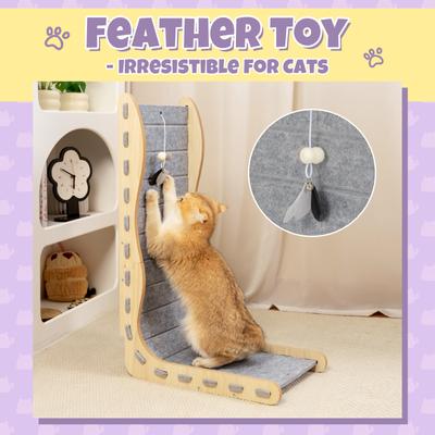 Show full view: Happy & Polly L-Shape 26.8-in Modern Felt Cat Scratcher, Grey slide 5 of 11