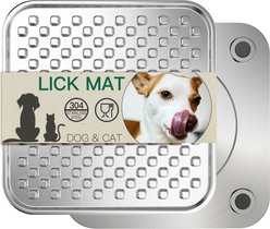 Feedoo Double Layer Chew Proof & Whisker Friendly Non-Skid Stainless Steel Dog & Cat Lick Mat, Large slide 1 of 7