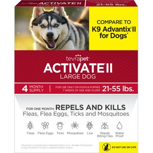 TevraPet Activate II Flea & Tick Prevention Spot Treatment for Large Dogs, 21-55 lbs, 4 Doses