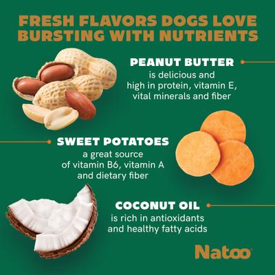 Show full view: Natoo Peanut Butter Crunchy Biscuit Dog Treats, 8-oz bag slide 5 of 10