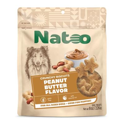 Show full view: Natoo Peanut Butter Crunchy Biscuit Dog Treats, 8-oz bag slide 1 of 10