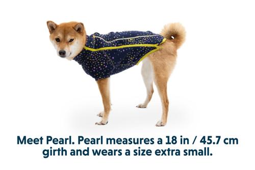 Show full view: Ruffwear Climate Changer Polka Dot Dog Jacket, Galaxy, Small slide 7 of 9