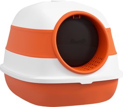 Cesicia Foldable Two-Way Entrance Kitty Cat Litter Box with Lid & Air Freshener, Orange, Large