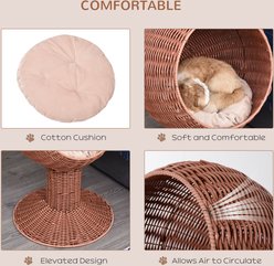 jansno Elevated Cat Bed with Rotatable Egg Chair Pod Basket with Thick Cushion, Brown slide 2 of 7