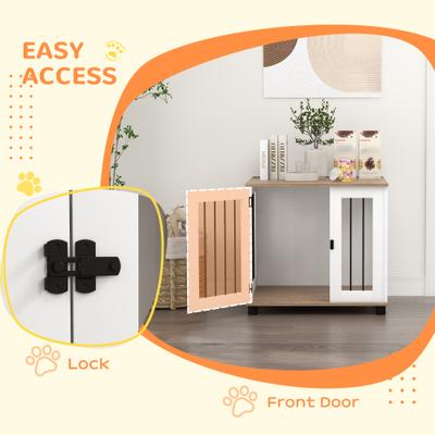 Show full view: jansno Dog Crate End Table with Lockable Door, Walnut Brown slide 5 of 6