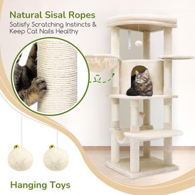 Show full view: Globlazer 51-in Curved Series Modern Cat Tower, Beige slide 7 of 8