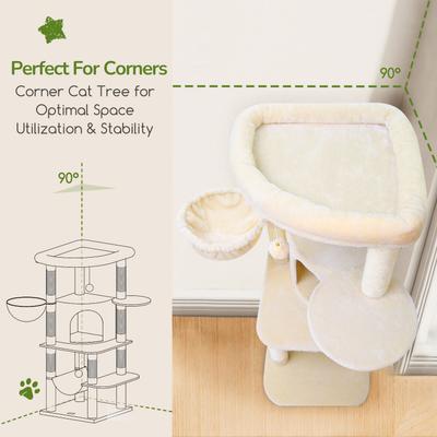 Show full view: Globlazer 51-in Curved Series Modern Cat Tower, Beige slide 3 of 8