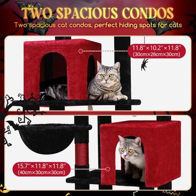 Show full view: Globlazer 69-in Tall Multi-Level Goth Cat Tree, Black Red slide 7 of 8