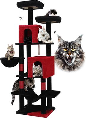 Show full view: Globlazer 69-in Tall Multi-Level Goth Cat Tree, Black Red slide 8 of 8