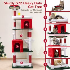 Globlazer 72-in Christmas Cat Tree, Red, White, Green slide 2 of 8