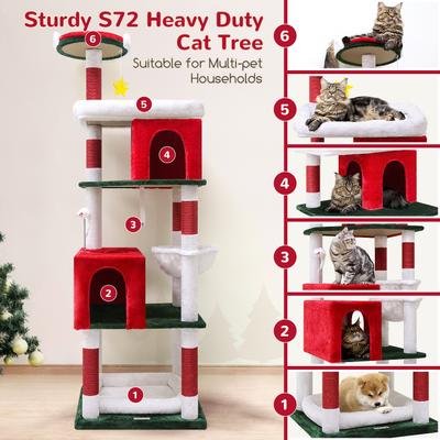 Show full view: Globlazer 72-in Christmas Cat Tree, Red, White, Green slide 7 of 8
