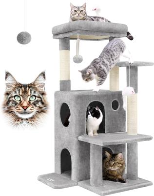 Show full view: Globlazer 50-inch Cat Tree House with Steps, Light Gray slide 8 of 8