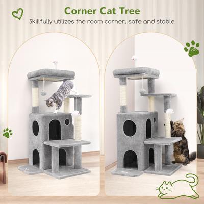 Show full view: Globlazer 50-inch Cat Tree House with Steps, Light Gray slide 7 of 8