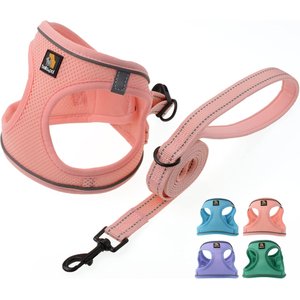 Bella & Pal OxyMesh Velcro Step-in Harness & Leash Set, Coral Pink, X-Small