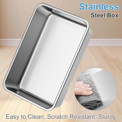 Show full view: Wefeedy Stainless Steel Top Entry Cat Litter Box, Large, Grey slide 5 of 7