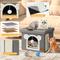 Show in main carousel: Heeyoo Polyester Indoor Bed Cave Cat House with Lid, Fluffy Ball & Scratch Pad, Light Grey slide 4 of 8