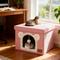 Show in main carousel: Heeyoo Polyester Indoor Bed Cave Cat House with Lid, Fluffy Ball & Scratch Pad, Pink slide 6 of 8