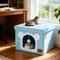 Show in main carousel: Heeyoo Polyester Indoor Bed Cave Cat House with Lid, Fluffy Ball & Scratch Pad, Mint Green slide 6 of 7