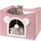 Show in main carousel: Heeyoo Polyester Indoor Bed Cave Cat House with Fluffy Ball & Scratch Pad, Pink slide 1 of 7