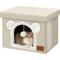 Show in main carousel: Heeyoo Polyester Indoor Bed Cave Cat House with Lid, Fluffy Ball & Scratch Pad, Beige slide 1 of 7