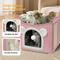 Show in main carousel: Heeyoo Polyester Indoor Bed Cave Cat House with Fluffy Ball & Scratch Pad, Pink slide 4 of 7