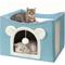 Show in main carousel: Heeyoo Polyester Indoor Bed Cave Cat House with Fluffy Ball & Scratch Pad, Mint Green slide 1 of 7