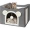 Show in main carousel: Heeyoo Polyester Indoor Bed Cave Cat House with Fluffy Ball & Scratch Pad, Light Grey slide 1 of 7