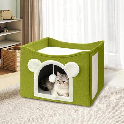 Show full view: Heeyoo Polyester Indoor Bed Cave Cat House with Fluffy Ball & Scratch Pad, Fruit Green slide 5 of 7