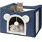 Show in main carousel: Heeyoo Polyester Indoor Bed Cave Cat House with Fluffy Ball & Scratch Pad, Navy slide 1 of 8