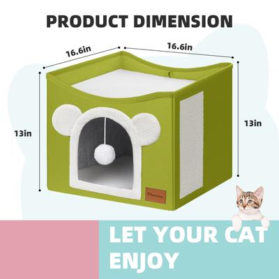 Show full view: Heeyoo Polyester Indoor Bed Cave Cat House with Fluffy Ball & Scratch Pad, Fruit Green slide 2 of 7