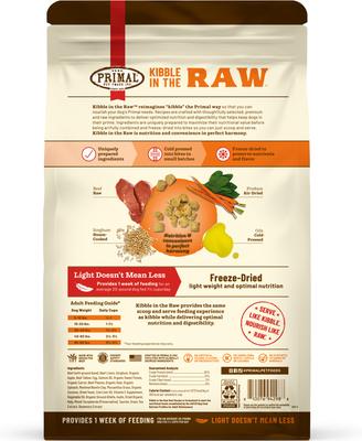 Show full view: Primal Kibble in the Raw Beef Recipe Non-GMO Freeze-Dried Dog Food, 24-oz bag slide 4 of 6