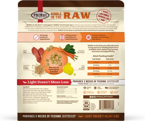 Show full view: Primal Kibble in the Raw Beef Recipe Non-GMO Freeze-Dried Dog Food, 172.8-oz bundle slide 3 of 10