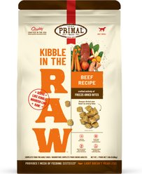 Primal Kibble in the Raw Beef Recipe Non-GMO Freeze-Dried Dog Food, 24-oz bag