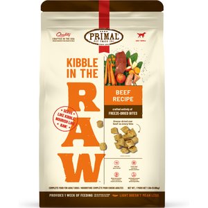 Primal Kibble in the Raw Beef Recipe Non-GMO Freeze-Dried Dog Food, 24-oz bag