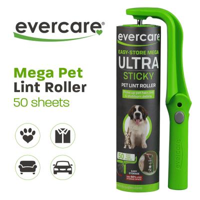 Show full view: Evercare Pet Plus Easy-Store Mega 50 Layer Handheld Dog & Cat Lint Roller, Green slide 2 of 7