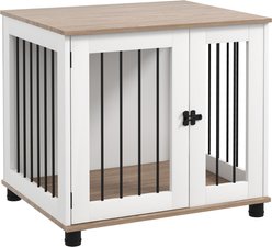 jansno Dog Crate End Table with Lockable Door, Walnut Brown