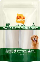 Ultra Chewy Naturals 5 to 6-in Peanut Butter Filled Shin Dog Bones, 2 count