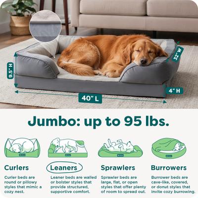 Show full view: FurHaven Velvet Waves Perfect Comfort Cooling Gel Bolster Cat & Dog Bed with Removable Cover, Granite Gray, Jumbo slide 3 of 10