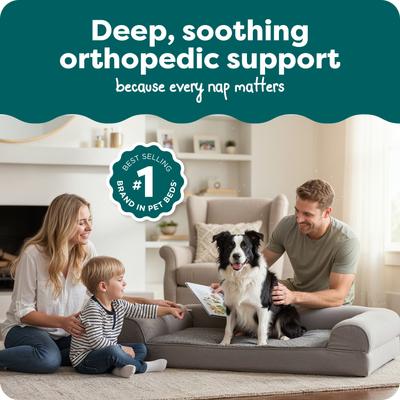 Show full view: FurHaven Plush & Suede Orthopedic Sofa Cat & Dog Bed, Gray, Large slide 2 of 11