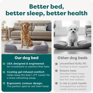 FurHaven Velvet Waves Perfect Comfort Cooling Gel Bolster Cat & Dog Bed with Removable Cover, Granite Gray, Jumbo