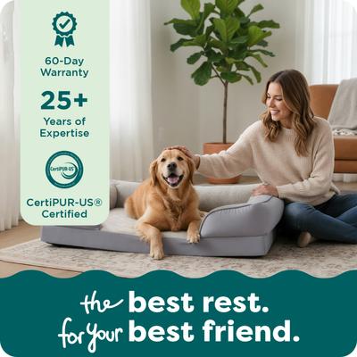 Show full view: FurHaven Velvet Waves Perfect Comfort Cooling Gel Bolster Cat & Dog Bed with Removable Cover, Granite Gray, Jumbo slide 9 of 10