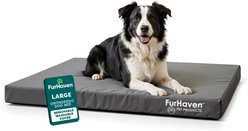 FurHaven Deluxe Oxford Orthopedic Indoor/Outdoor Dog & Cat Bed with Removable Cover, Large, Stone Grey