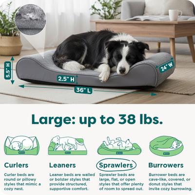 Show full view: FurHaven Ultra Plush Luxe Lounger Orthopedic Cat & Dog Bed with Removable Cover, Gray, Large slide 3 of 11