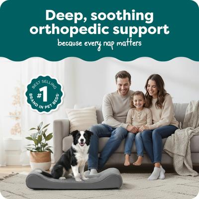 Show full view: FurHaven Ultra Plush Luxe Lounger Orthopedic Cat & Dog Bed with Removable Cover, Gray, Large slide 2 of 11