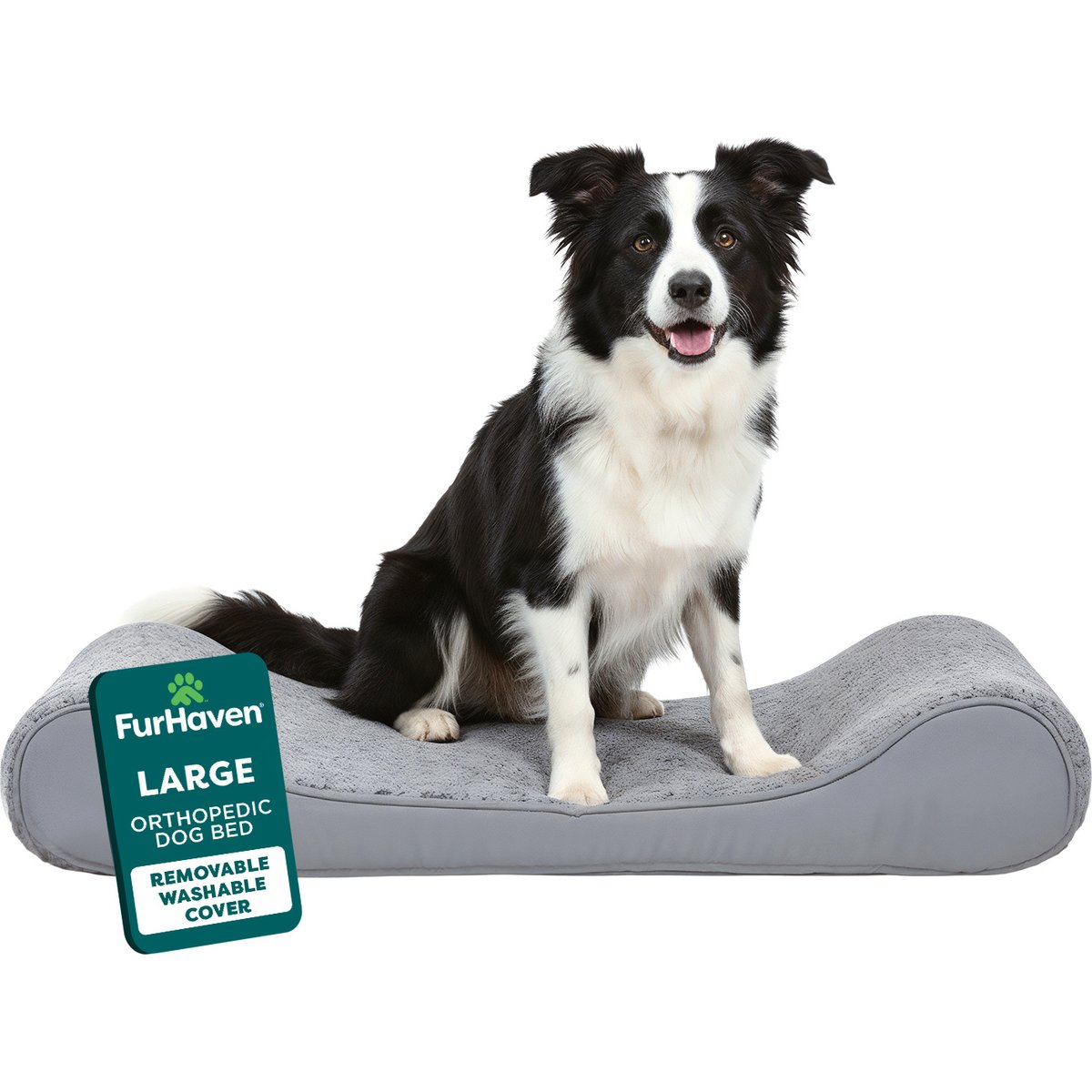 FurHaven Ultra Plush Luxe Lounger Orthopedic Cat & Dog Bed with Removable Cover, Gray, Large
