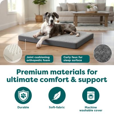 Show full view: FurHaven NAP Ultra Plush Orthopedic Deluxe Cat & Dog Bed with Removable Cover, Gray, Jumbo slide 5 of 12