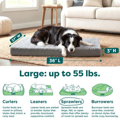 Show full view: FurHaven NAP Ultra Plush Orthopedic Deluxe Cat & Dog Bed with Removable Cover, Gray, Large slide 3 of 12